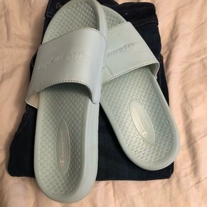 Baby blue champion slides! Barely worn